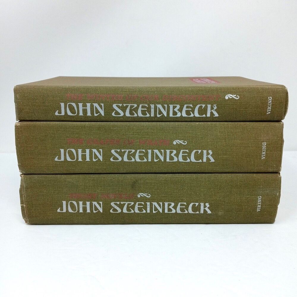 Set of 3 John Steinbeck Hardcover Books Vintage Grapes of Wrath Of Mice & Men - Picture 4 of 12